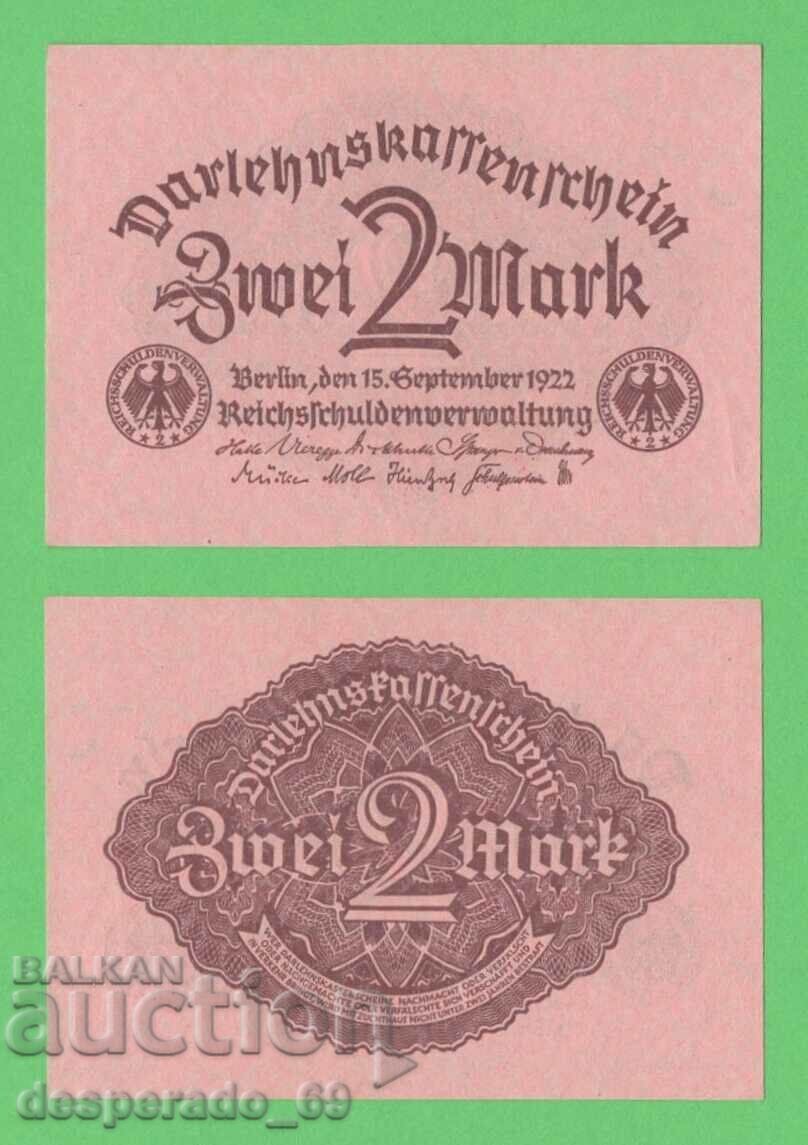 (¯`'•.¸ГЕРМАНИЯ  2 марки 1922  UNC¸.•'´¯)