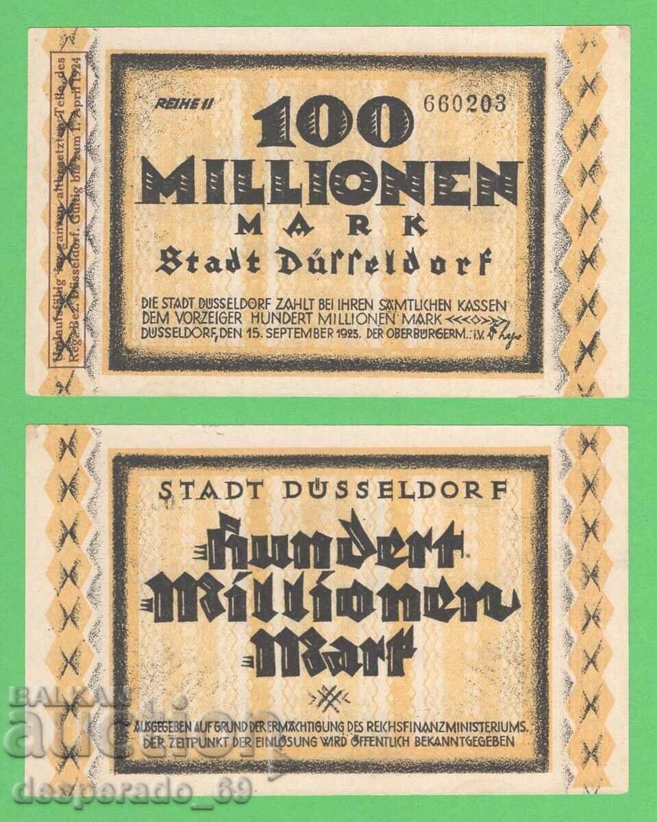 (¯`'•.¸ГЕРМАНИЯ (Düsseldorf) 100 милиона марки 1923  aUNC ¯)