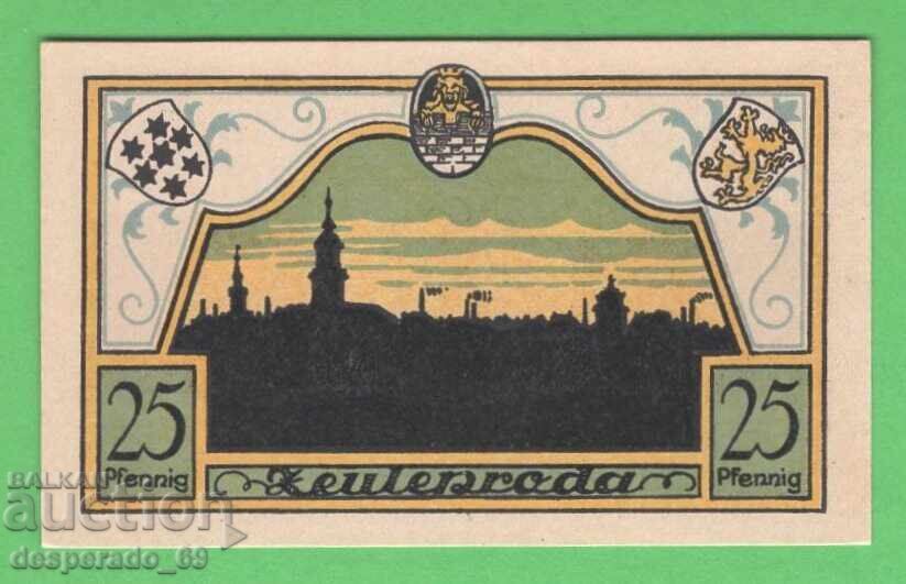 (¯`'•.¸NOTGELD (or. Zeulenroda) 1921 UNC - 25 pfennigi ´¯)