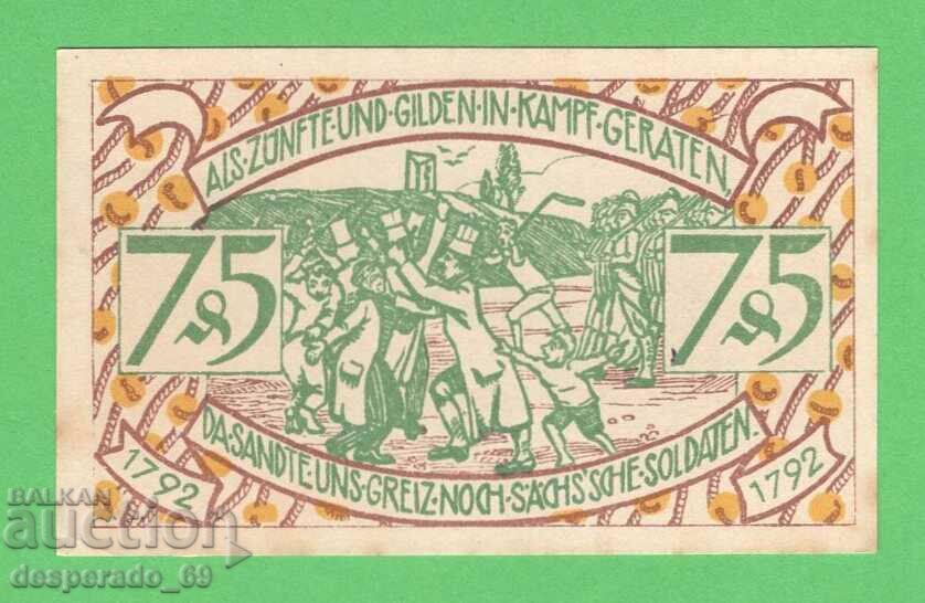 (¯`'•.¸NOTGELD (πόλη. Zeulenroda) 1921 UNC- -75 pfennig¸.•'´¯)