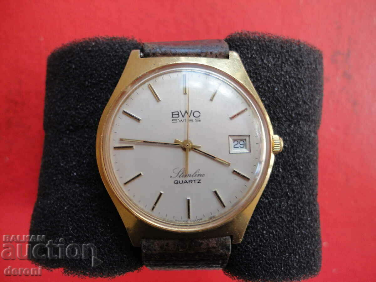 Auction  BWC Gold Plated Swiss Watch