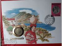 Guatemala-10 centavos 1981 and postage stamp in a beautiful envelope