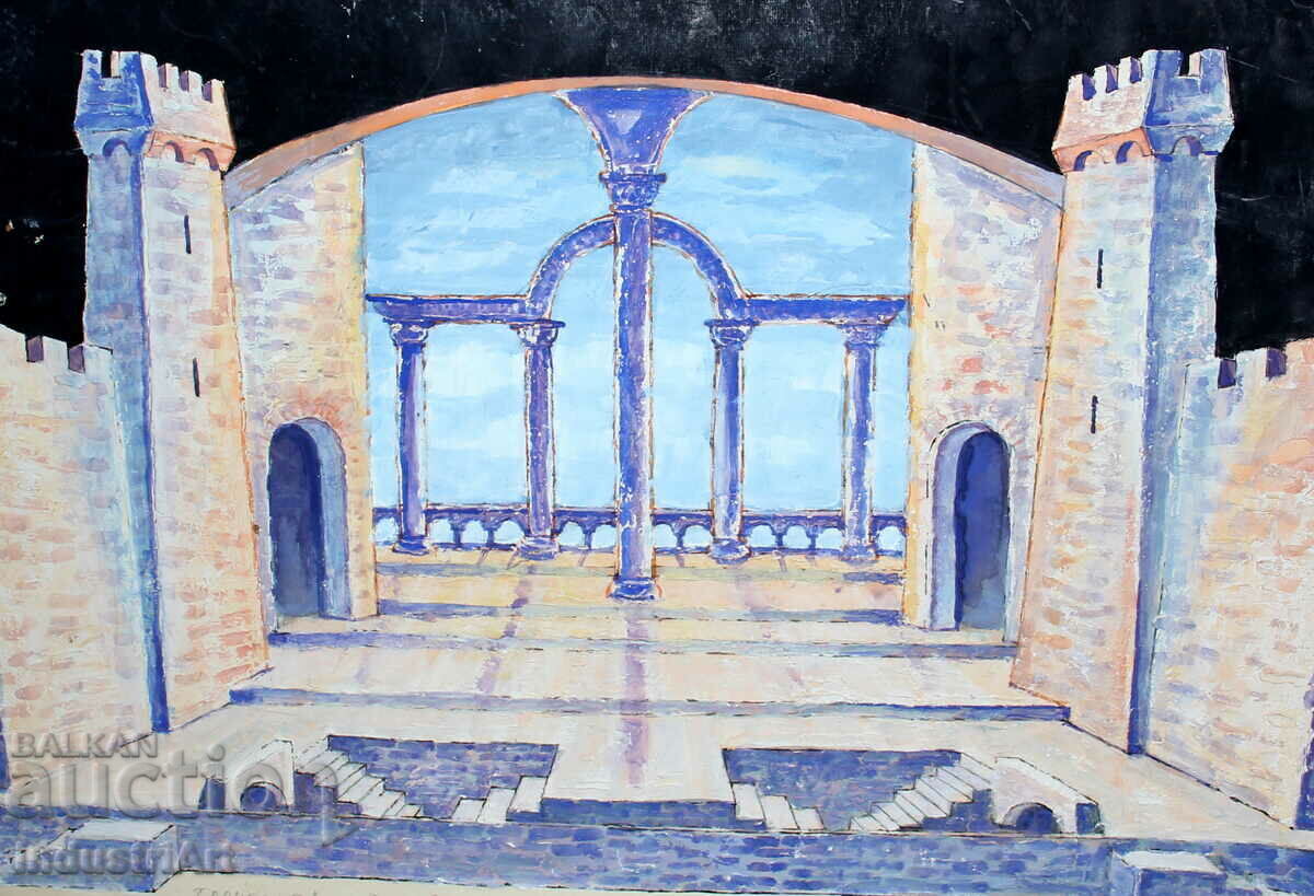 Auction Project for theater decor Kiril Nedelchev 1981 signed Auction Project for theater decor Kiril Nedelchev 1981 signed