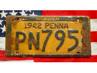 US license plate PENNSYLVANIA 1942