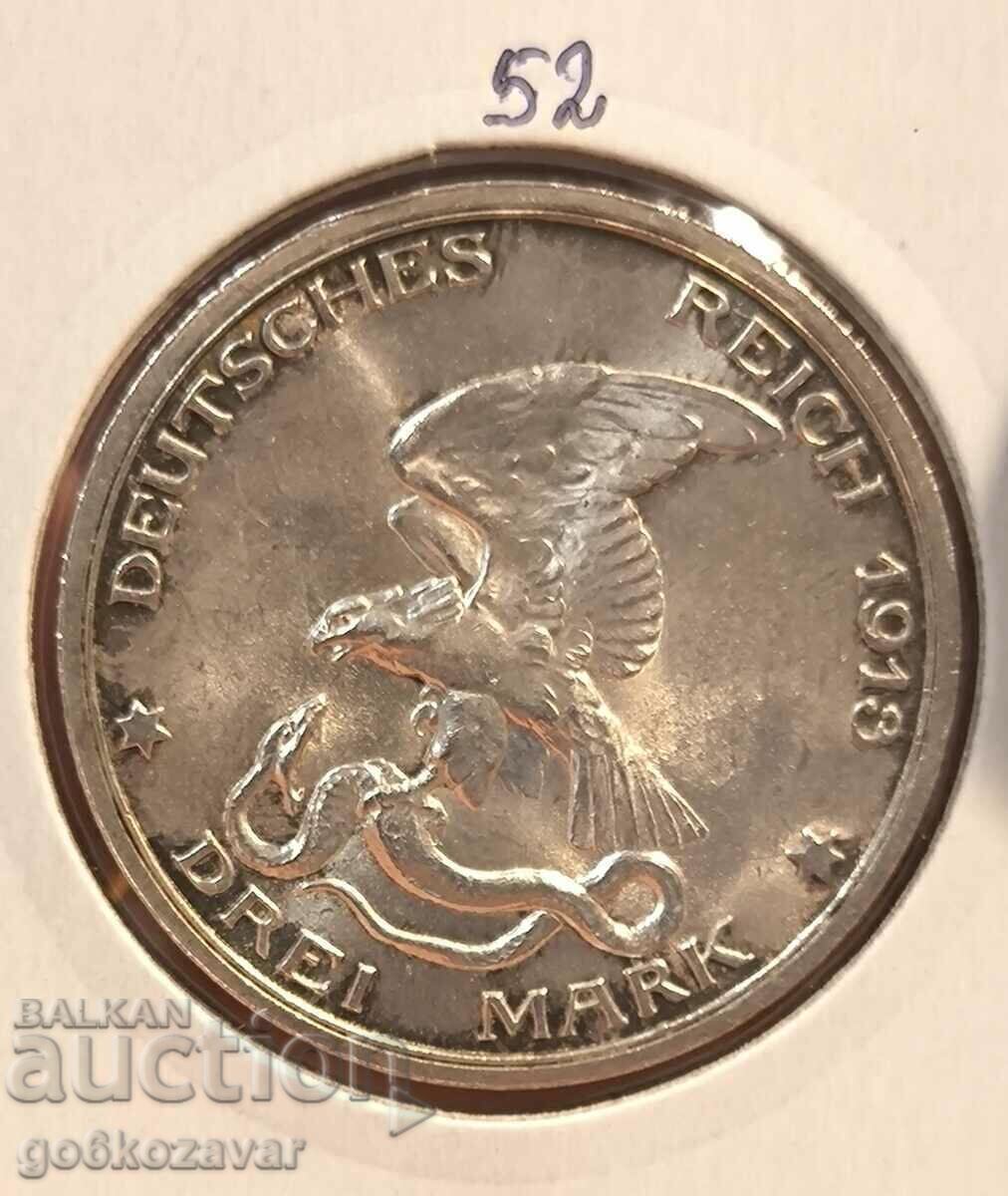 Germania Prusia 3 timbre 1913 Silver Top! UNC! Germania Prusia 3 timbre 1913 Silver Top! UNC!