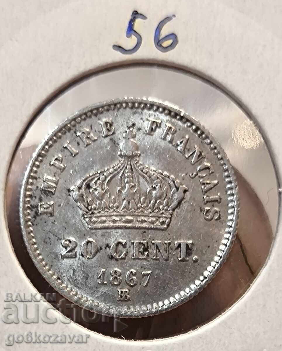 Γαλλία 20 centimes 1867 UNC Κορυφαίο νόμισμα!