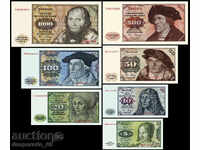 (¯`'•.¸(αναπαραγωγή) ΓΕΡΜΑΝΙΑ πλήρες σετ τραπεζογραμματίων 1980 UNC