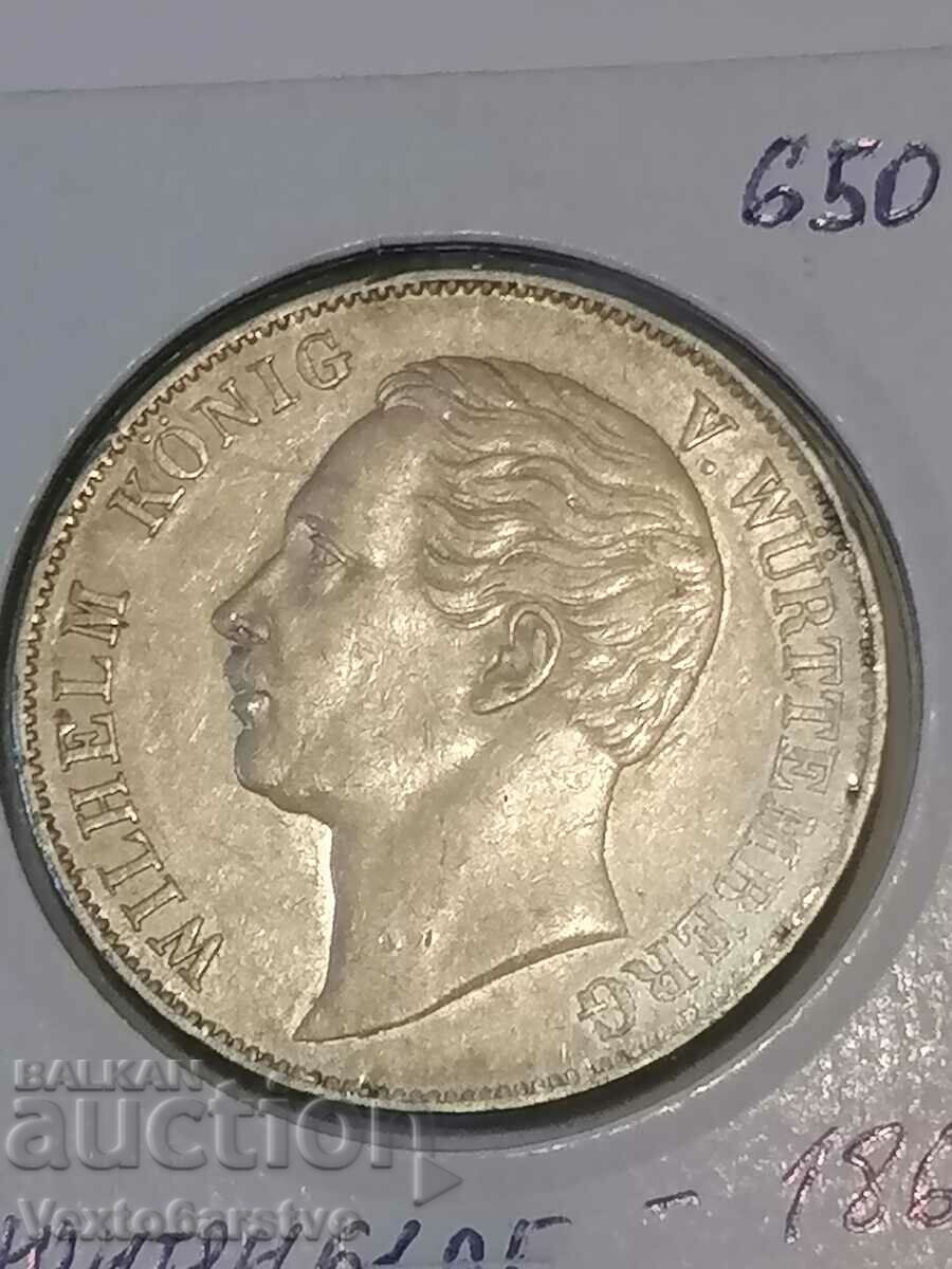 Monedă-1 liră 1864 - Wüntemberg-Germania-Argint.