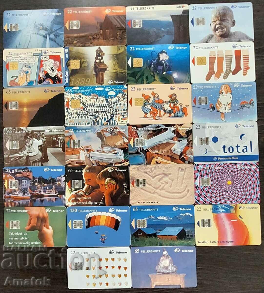 Phonocards 70 pieces. Norway, Czech Republic, Greece and Bulgaria