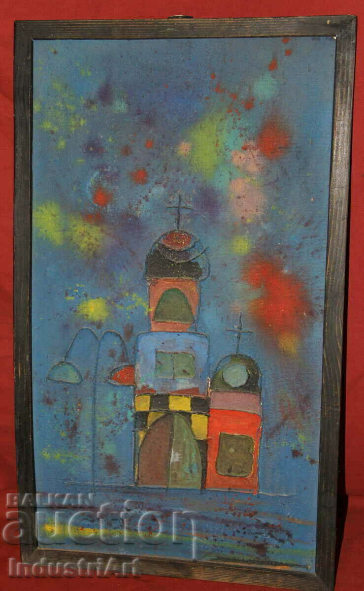 Oil painting collage landscape with church with price 400.00 BGN | € 204.52 Oil painting collage landscape with church with price 400.00 BGN | € 204.52