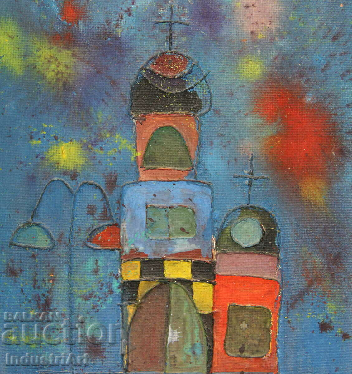 Oil painting collage landscape with church - 5 Oil painting collage landscape with church - 5