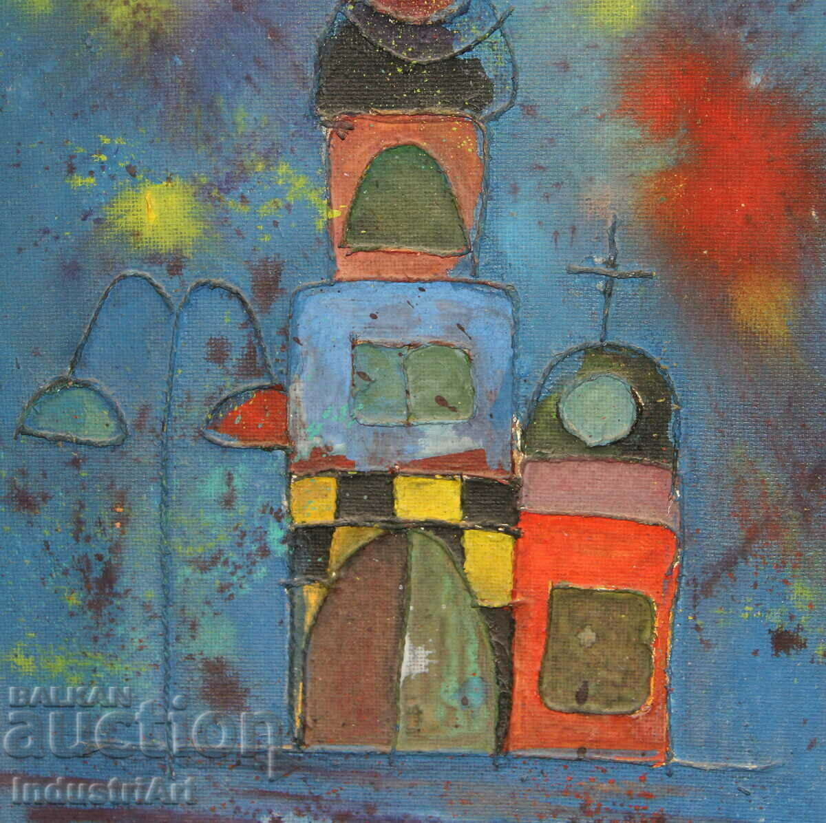 Oil painting collage landscape with church - 6 Oil painting collage landscape with church - 6