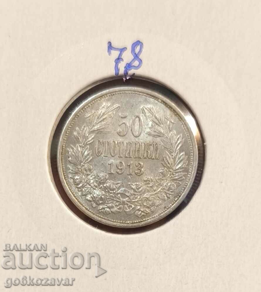 Bulgaria 50 de cenți 1913 Argint! Bulgaria 50 de cenți 1913 Argint!