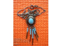 Silver, old, turquoise pendant - "NAVAJO"