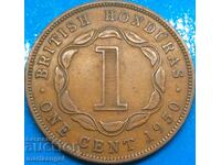 1 cent 1950 British Honduras George VI Bronze