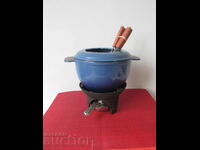 Fondue pot, cast iron/metal