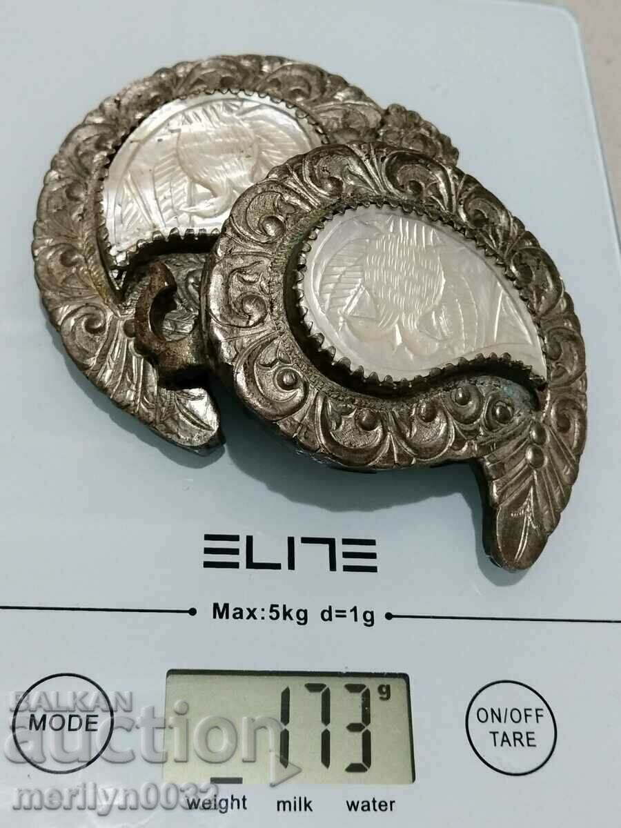 Renaissance silver pafta 15/8cm mother of pearl belt pafta silver - 6 Renaissance silver pafta 15/8cm mother of pearl belt pafta silver - 6