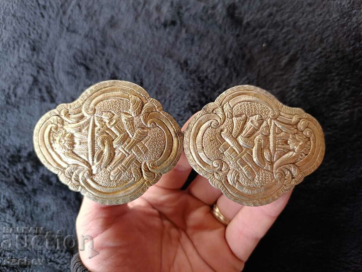 Renaissance silver buckles, buckle belt, costume, 19th century