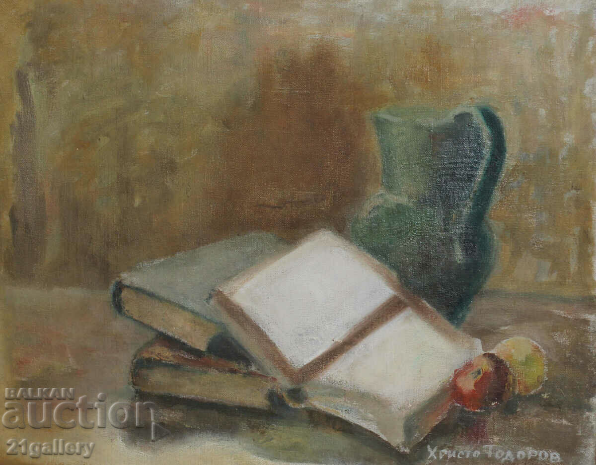 Old oil painting / Still life signed Hristo Todorov with price 480.00 BGN | € 245.42 Old oil painting / Still life signed Hristo Todorov with price 480.00 BGN | € 245.42