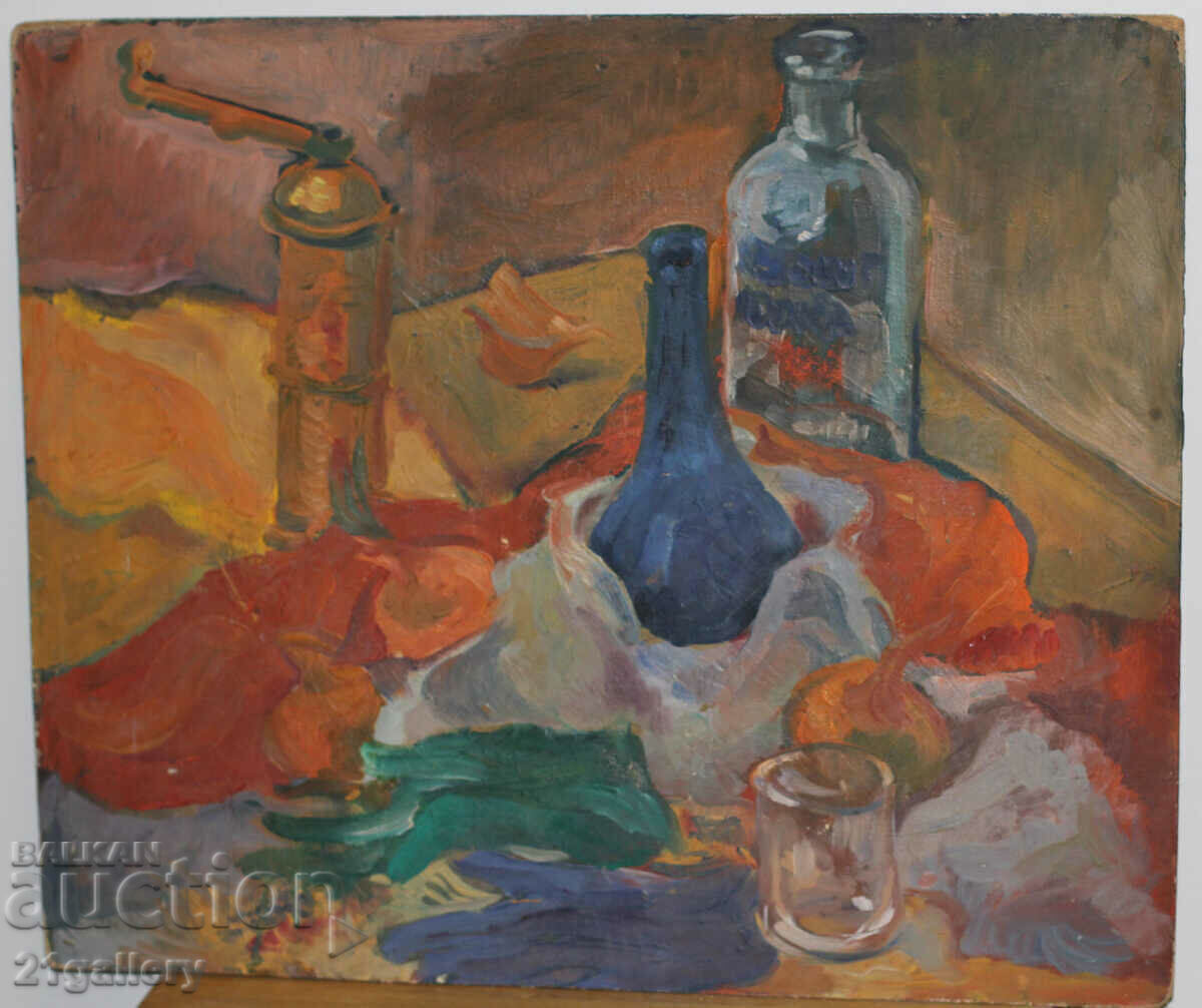 Δημοπρασία Σύγχρονη νεκρή φύση - μπουκάλια / λαδομπογιές Δημοπρασία Σύγχρονη νεκρή φύση - μπουκάλια / λαδομπογιές