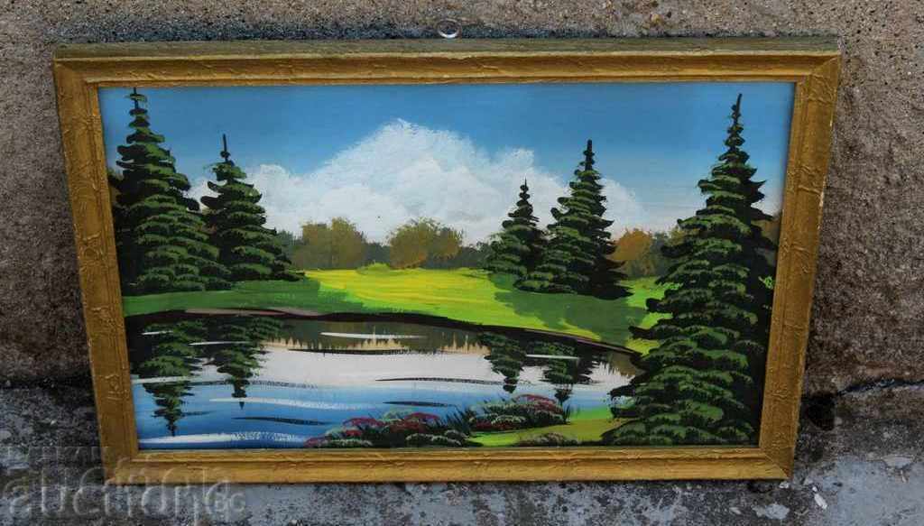 . PERFECTLY PRESERVED OLD WATERCOLOR LANDSCAPE PICTURE FRAME