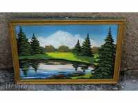 . PERFECTLY PRESERVED OLD WATERCOLOR LANDSCAPE PICTURE FRAME