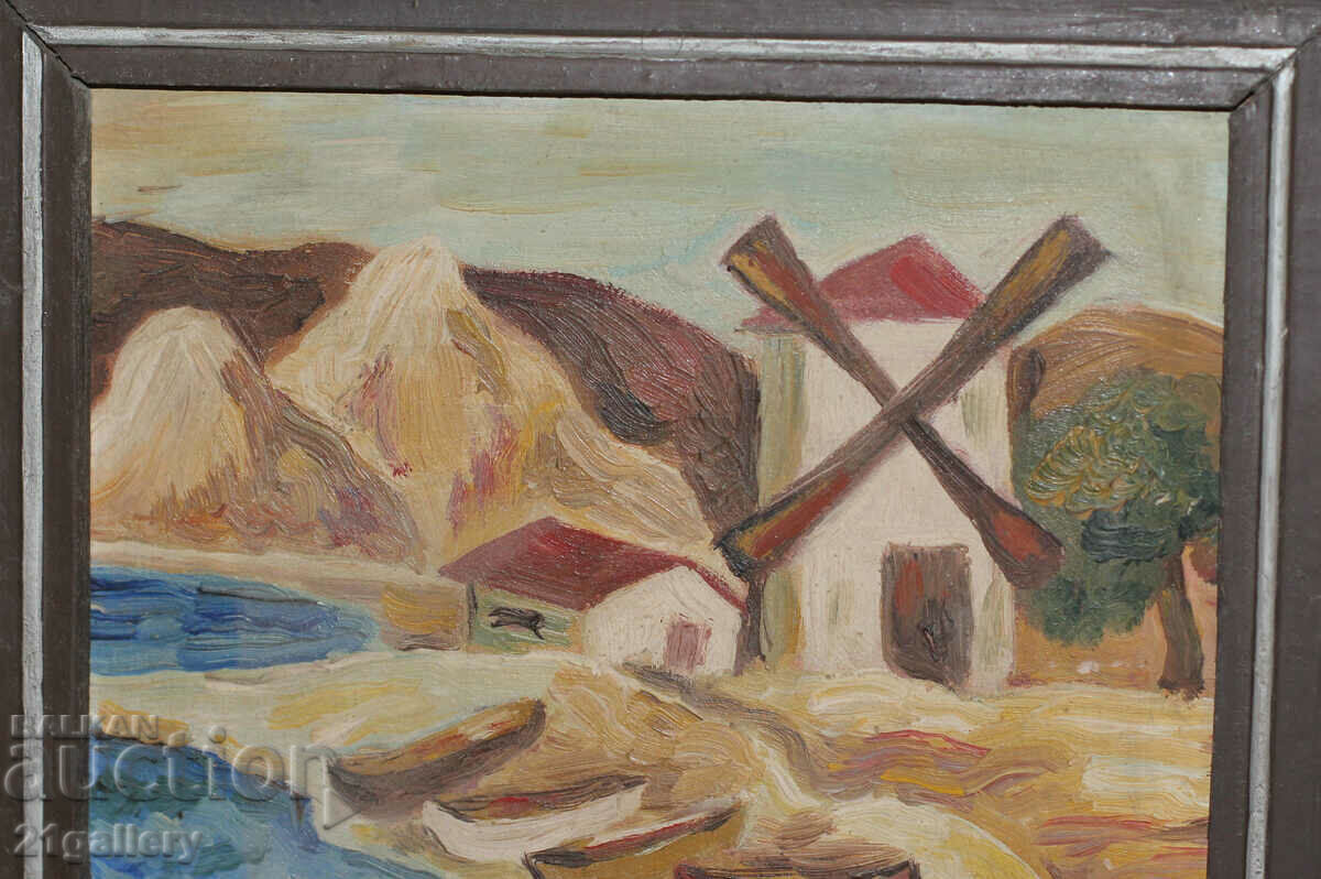 Auction Violeta Stanoeva, oil paints landscape "The Old Mill" 1987 Auction Violeta Stanoeva, oil paints landscape "The Old Mill" 1987