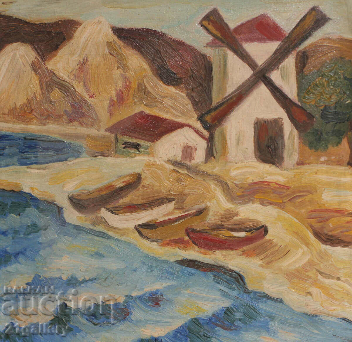 Violeta Stanoeva, oil paints landscape "The Old Mill" 1987 - 5 Violeta Stanoeva, oil paints landscape "The Old Mill" 1987 - 5