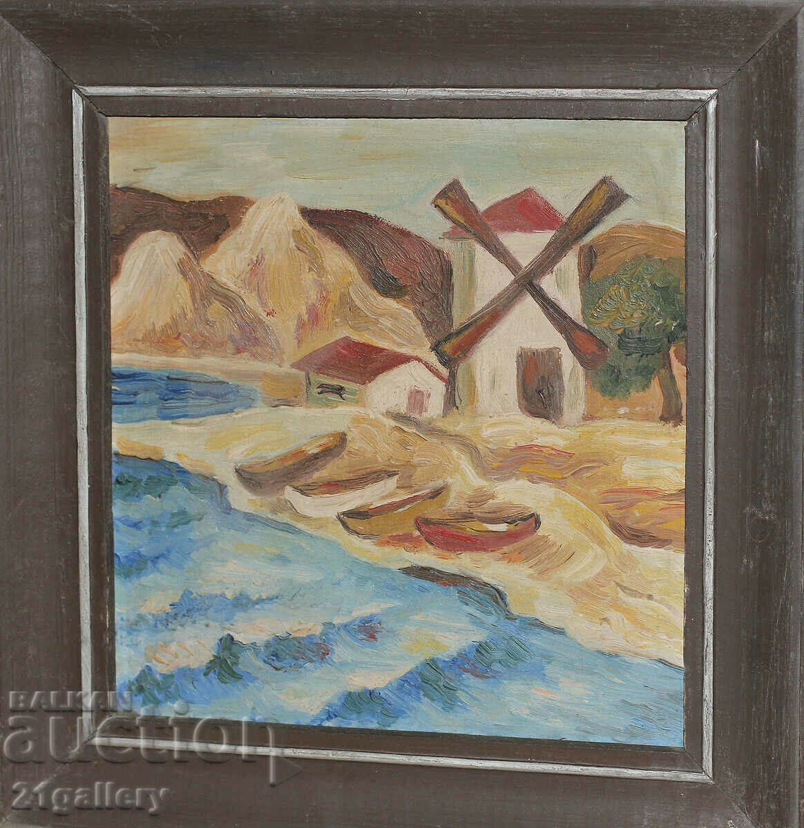 Violeta Stanoeva, oil paints landscape "The Old Mill" 1987 Violeta Stanoeva, oil paints landscape "The Old Mill" 1987