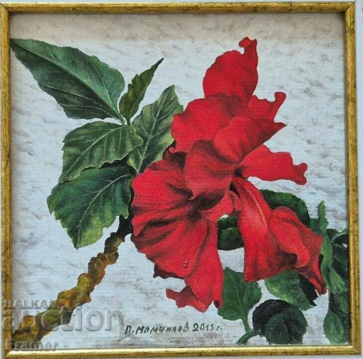 Licitație Petar Momchilov Hibiscus 2015 Vopsele unice in miniatura in ulei
