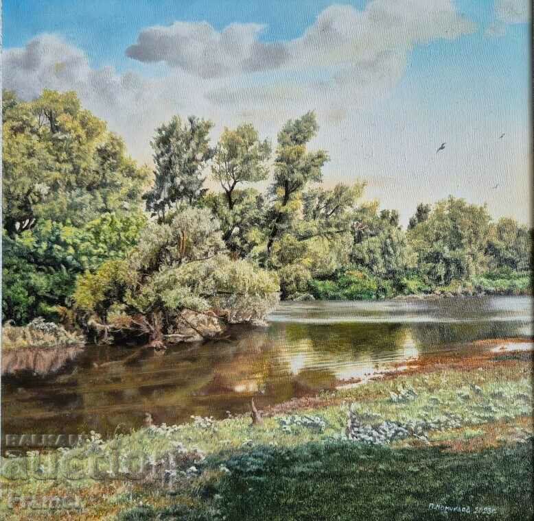 Petar Momchilov Birds by the river 2023 oil paints canvas with price 470.00 BGN | € 240.31