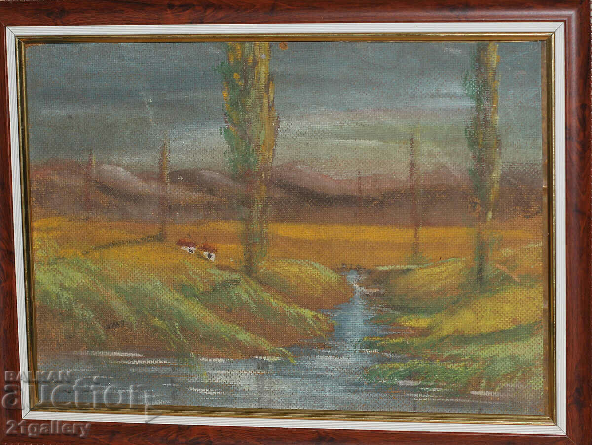 River landscape oil paints
