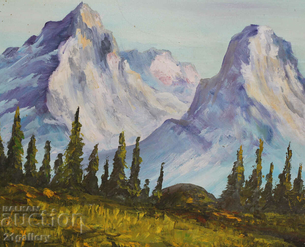 Auction Mountain landscape oil paints, signed 2003. Auction Mountain landscape oil paints, signed 2003.