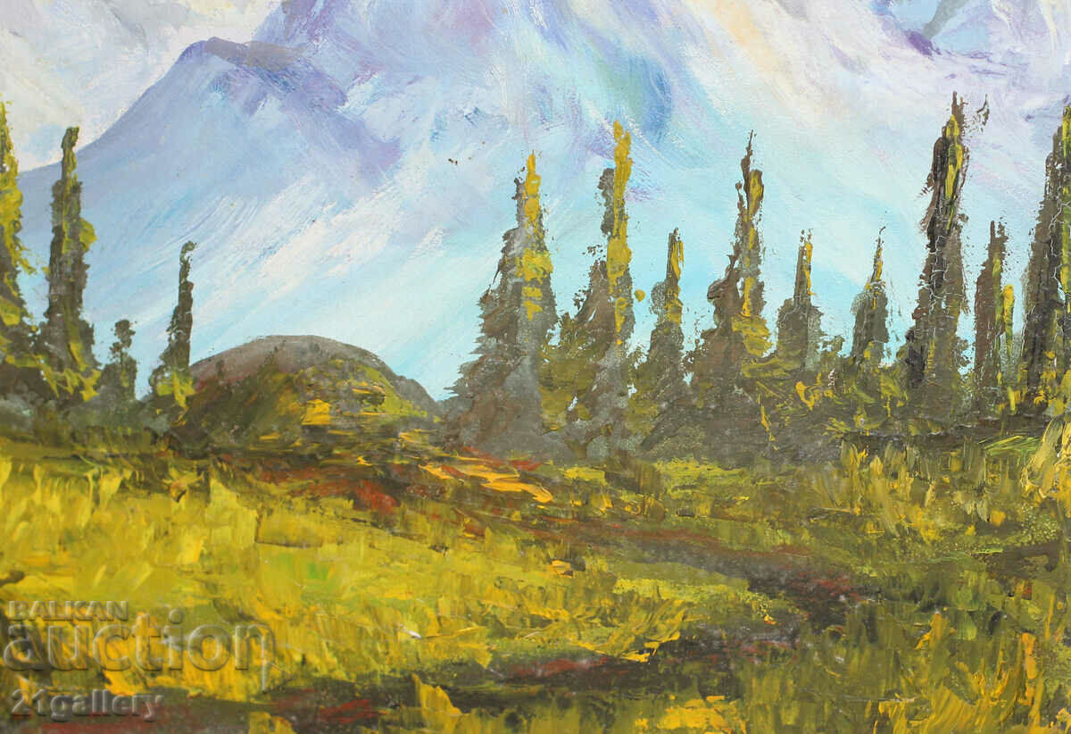 Mountain landscape oil paints, signed 2003. - 6 Mountain landscape oil paints, signed 2003. - 6