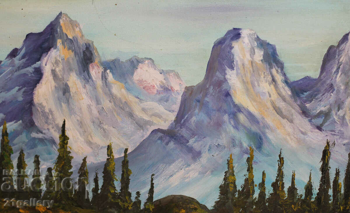 Mountain landscape oil paints, signed 2003. - 7 Mountain landscape oil paints, signed 2003. - 7