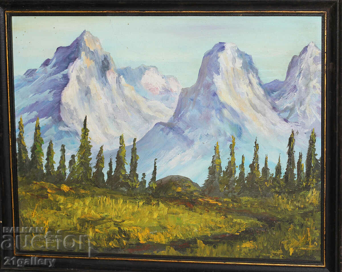 Mountain landscape oil paints, signed 2003. Mountain landscape oil paints, signed 2003.