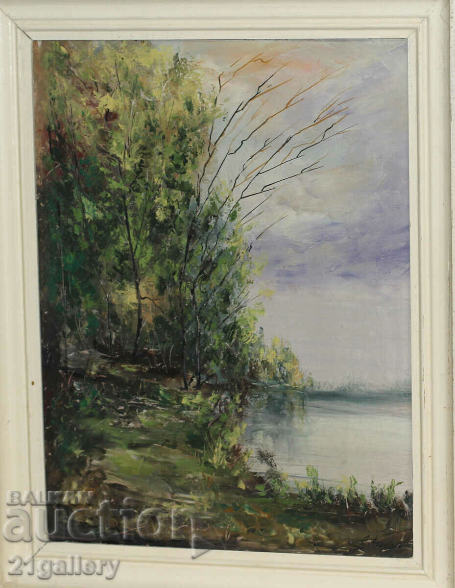 River landscape oil paints, signed with price 240.00 BGN | € 122.71