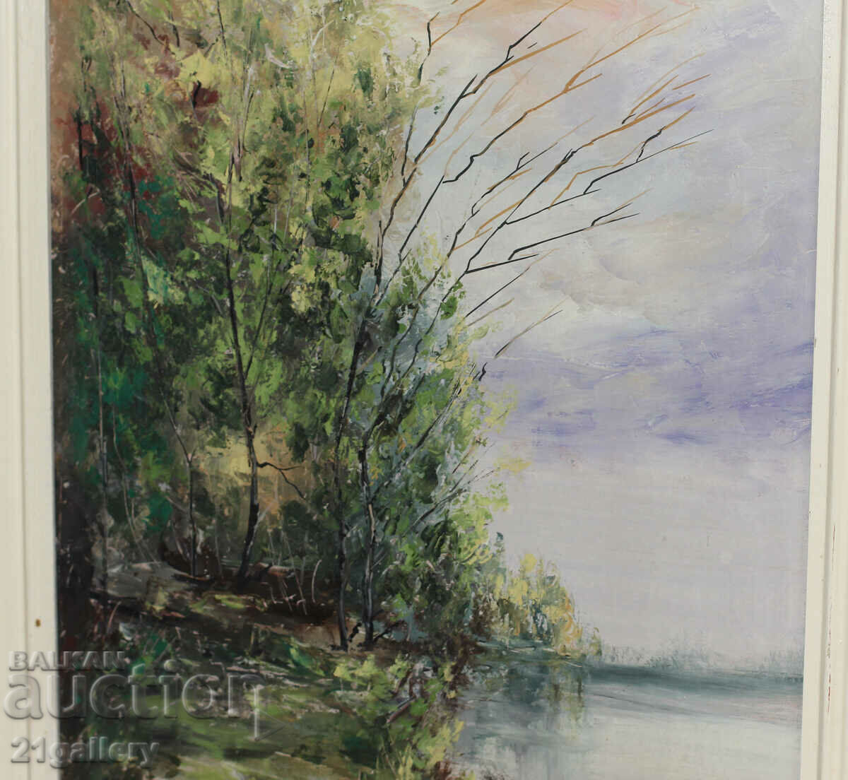 River landscape oil paints, signed - 5