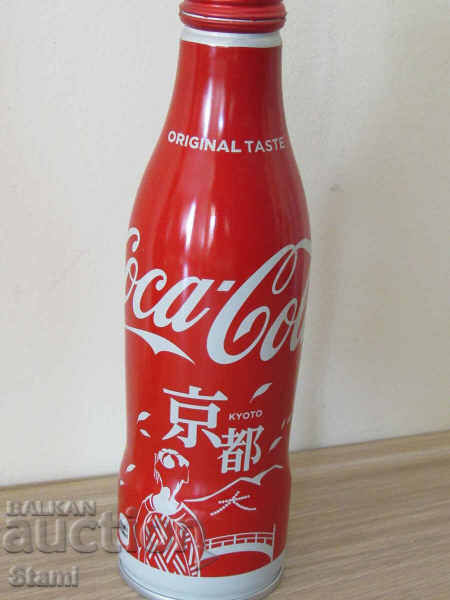 Оригинална метална бутилка Coca Cola от Япония, празно KYOTO