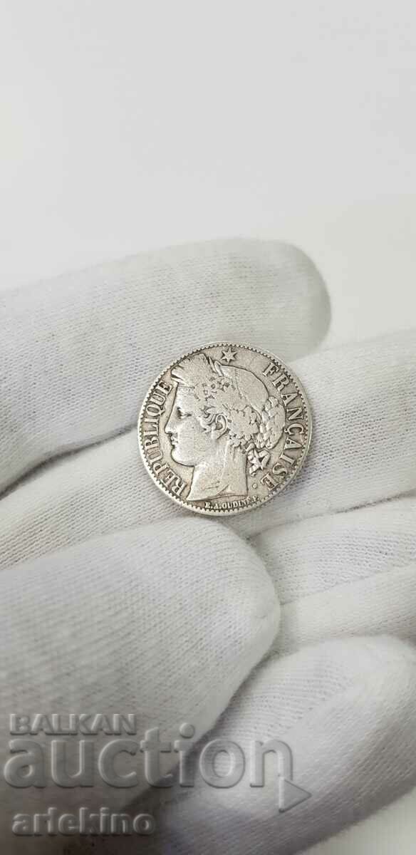 Rare 1 Franc 1872 Silver Coin. France - 5 Rare 1 Franc 1872 Silver Coin. France - 5