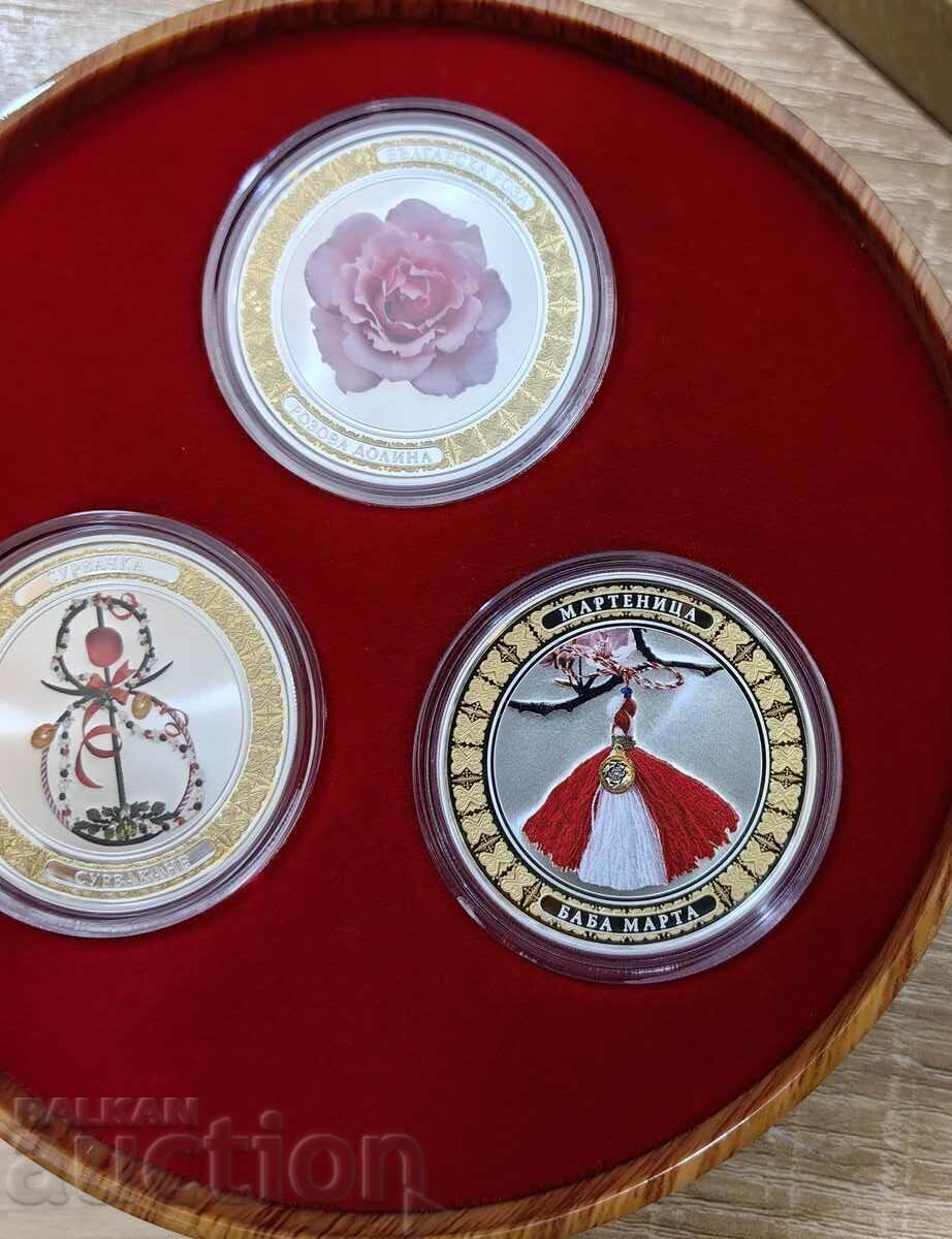 Licitație Seria de 3 monede - Trandafir bulgaresc, Survakane, Baba Marta