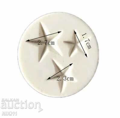 Silicone mold 3 stars for cake decoration fondant stars with price 7.00 BGN | € 3.58 Silicone mold 3 stars for cake decoration fondant stars with price 7.00 BGN | € 3.58