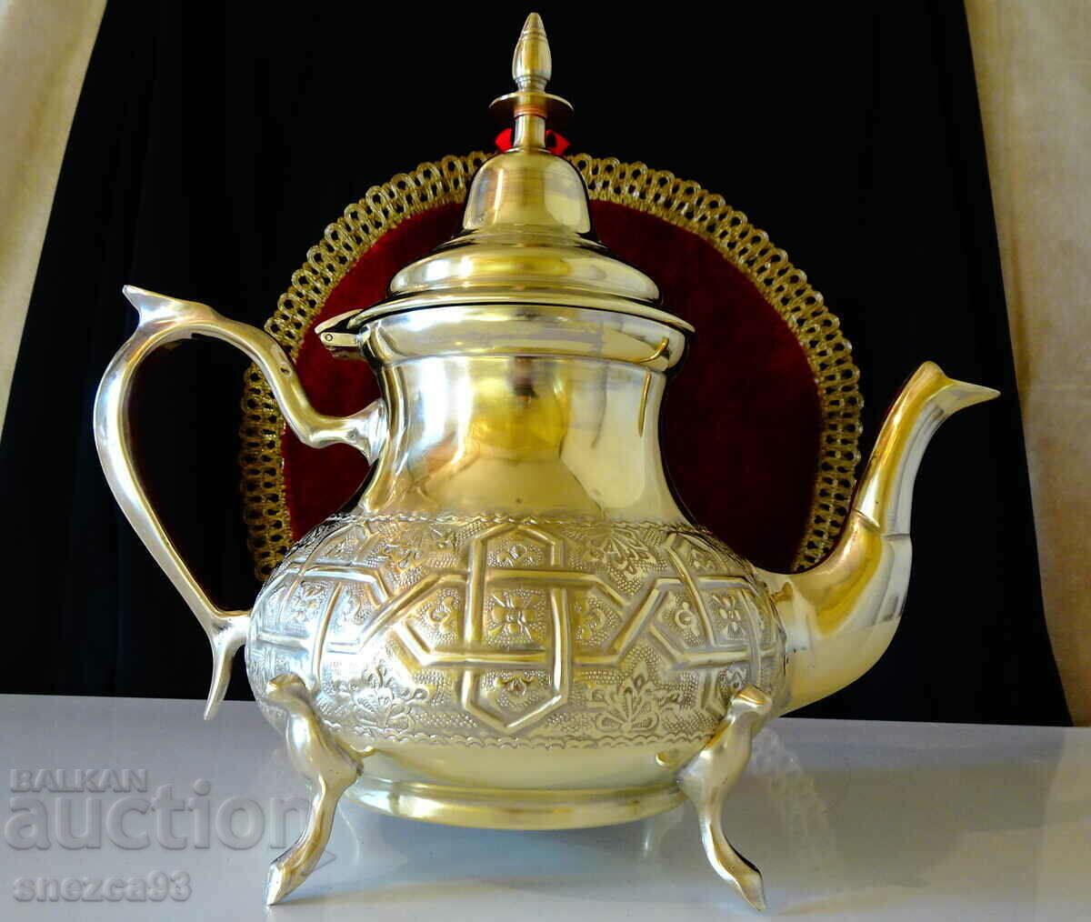 Auction Bronze teapot Morocco, marked. Auction Bronze teapot Morocco, marked.