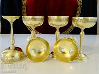 Tall bronze glasses for brandy, 6 pcs., relief.