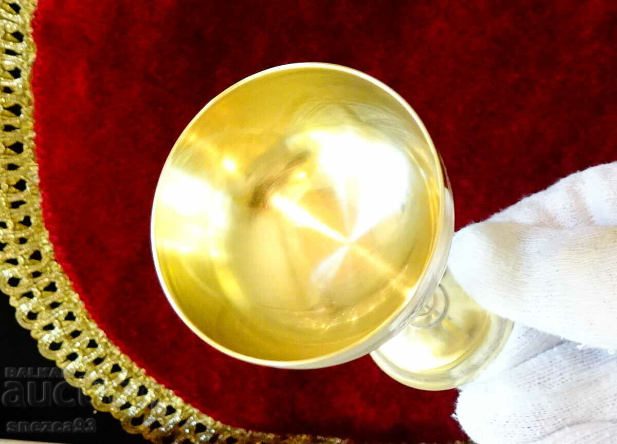 Tall bronze glass for brandy, relief. with price 18.00 BGN | € 9.20 Tall bronze glass for brandy, relief. with price 18.00 BGN | € 9.20