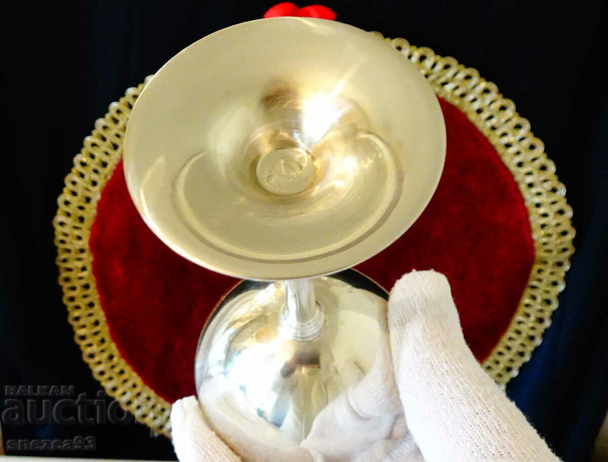 Antique silver-plated cup on a stand, bronze - 5 Antique silver-plated cup on a stand, bronze - 5