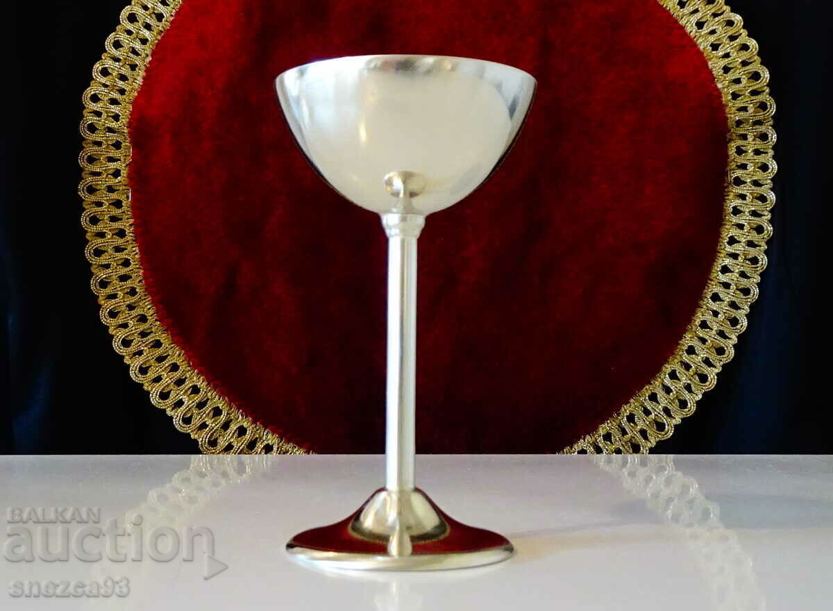 Antique silver-plated cup on a stand, bronze - 7 Antique silver-plated cup on a stand, bronze - 7