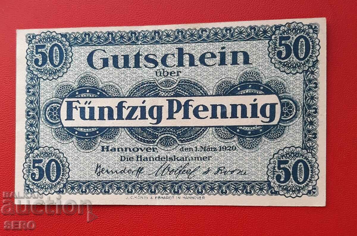 Bancnota-Germania-Saxonia-Hanovra-50 pfennig 1920