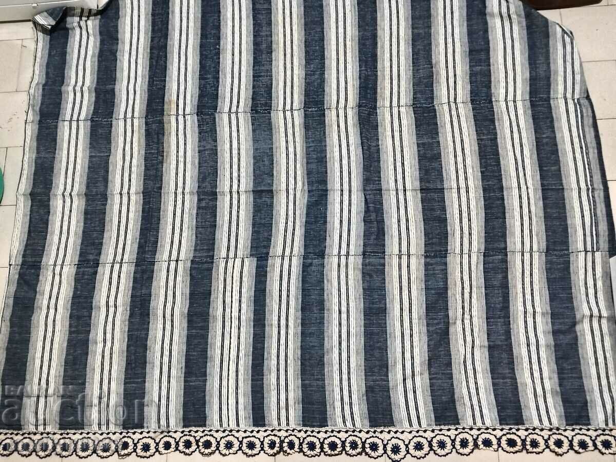 Cearșaf de pat vechi țesut manual, cu broderie din dantelă - 5 Cearșaf de pat vechi țesut manual, cu broderie din dantelă - 5