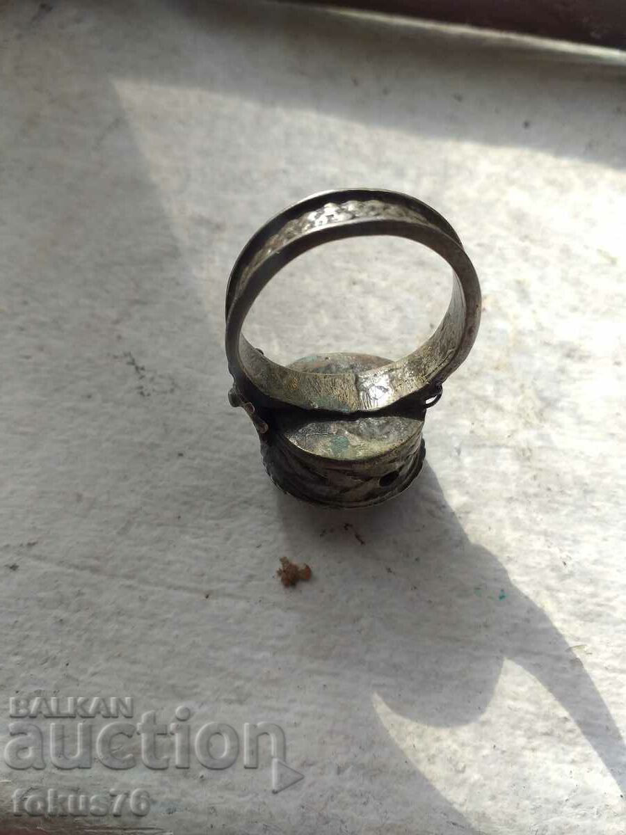Old authentic renaissance silver ring - 6